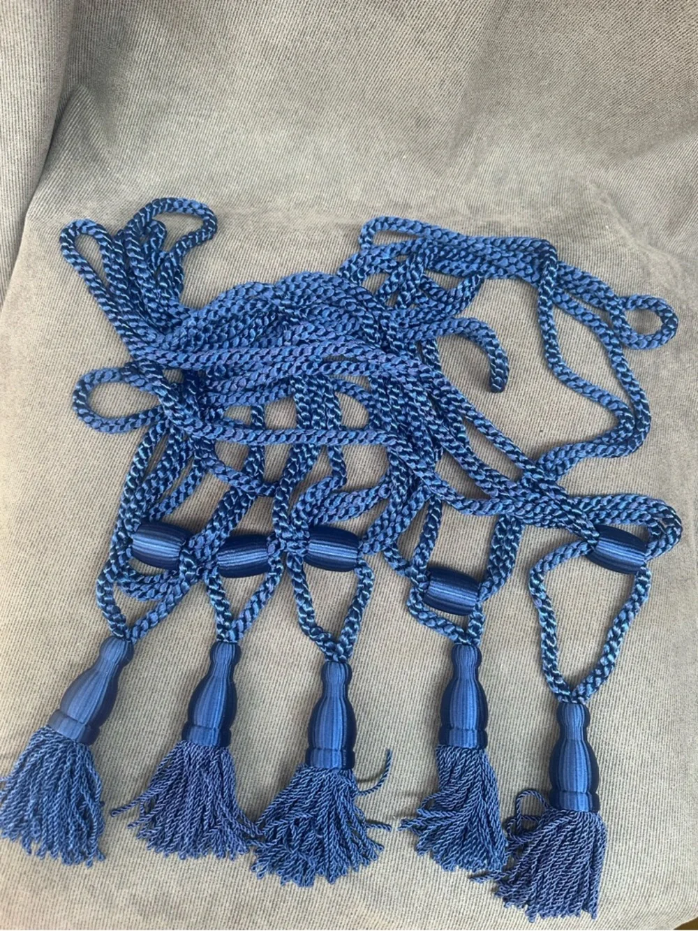 4 tassel curtain tie backs blue